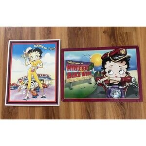 2 VTG Betty Boop Myrtle Beach Bike Week and Eat at Betty Boops's Metal Sign Lot